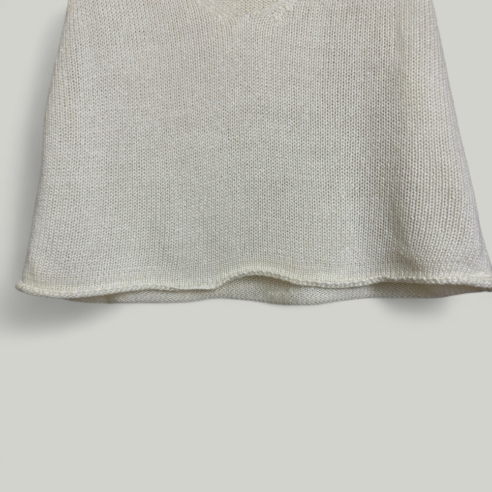 FOREVER21 Top Women Size Small Cream Crochet Sleeveless Vneck Knitted Boho Beach - Picture 8 of 10